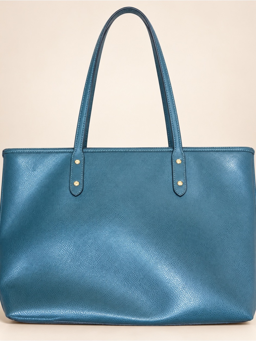 Coach Pebbled Leather Tote in Teal with Gold Hardware AND Coach Cherry 🍒 tag - Picture 3 of 7